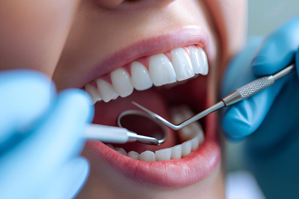 dentist checking perfect teeth